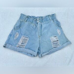 Curvy denim Jean shorts Sz. 3x Distressed Cuffed Light Wash